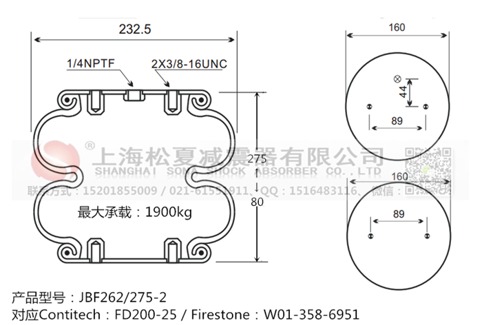JBF262/275-2橡膠<a href='http://m.chengxiansheng.cn/' target='_blank'><u>空氣彈簧</u></a>