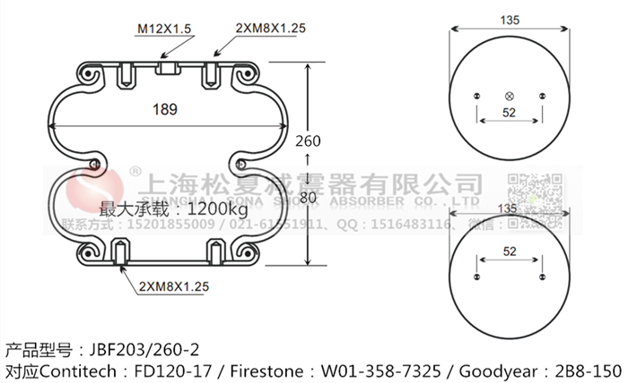JBF203/260-2橡膠<a href='http://m.chengxiansheng.cn/' target='_blank'><u>空氣彈簧</u></a>