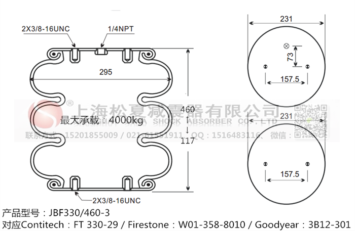 JBF330/460-3橡膠<a href='http://m.chengxiansheng.cn/' target='_blank'><u>空氣彈簧</u></a>