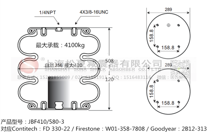 JBF410/580-3橡膠<a href='http://m.chengxiansheng.cn/' target='_blank'><u>空氣彈簧</u></a>